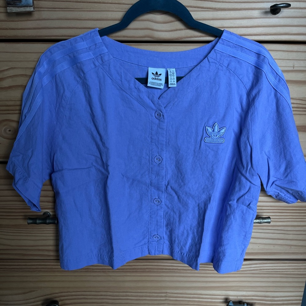 Adidas Originals Lavender Button-Up Crop Top